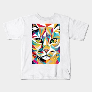 Cat Popart Rainbow Graffiti Portrait Kids T-Shirt